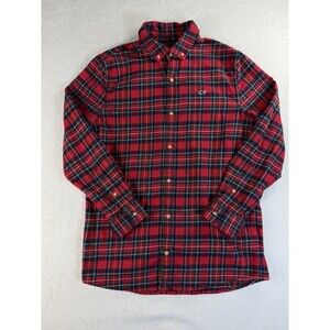 Boys Vineyard Vines Red Plaid Button Down Flannel Shirt Youth Medium Christmas